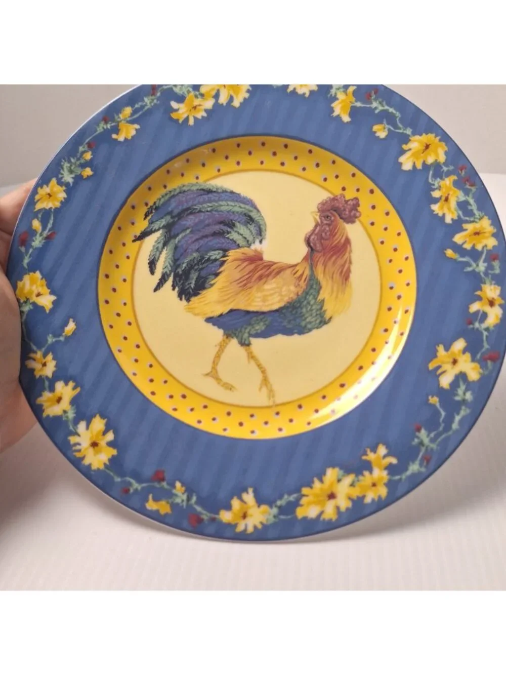 (3) FITZ & FLOYD CLASSIC CHOICES COQ DU VILLAGE ROOSTER PORTRAIT PLATES VINTAGE